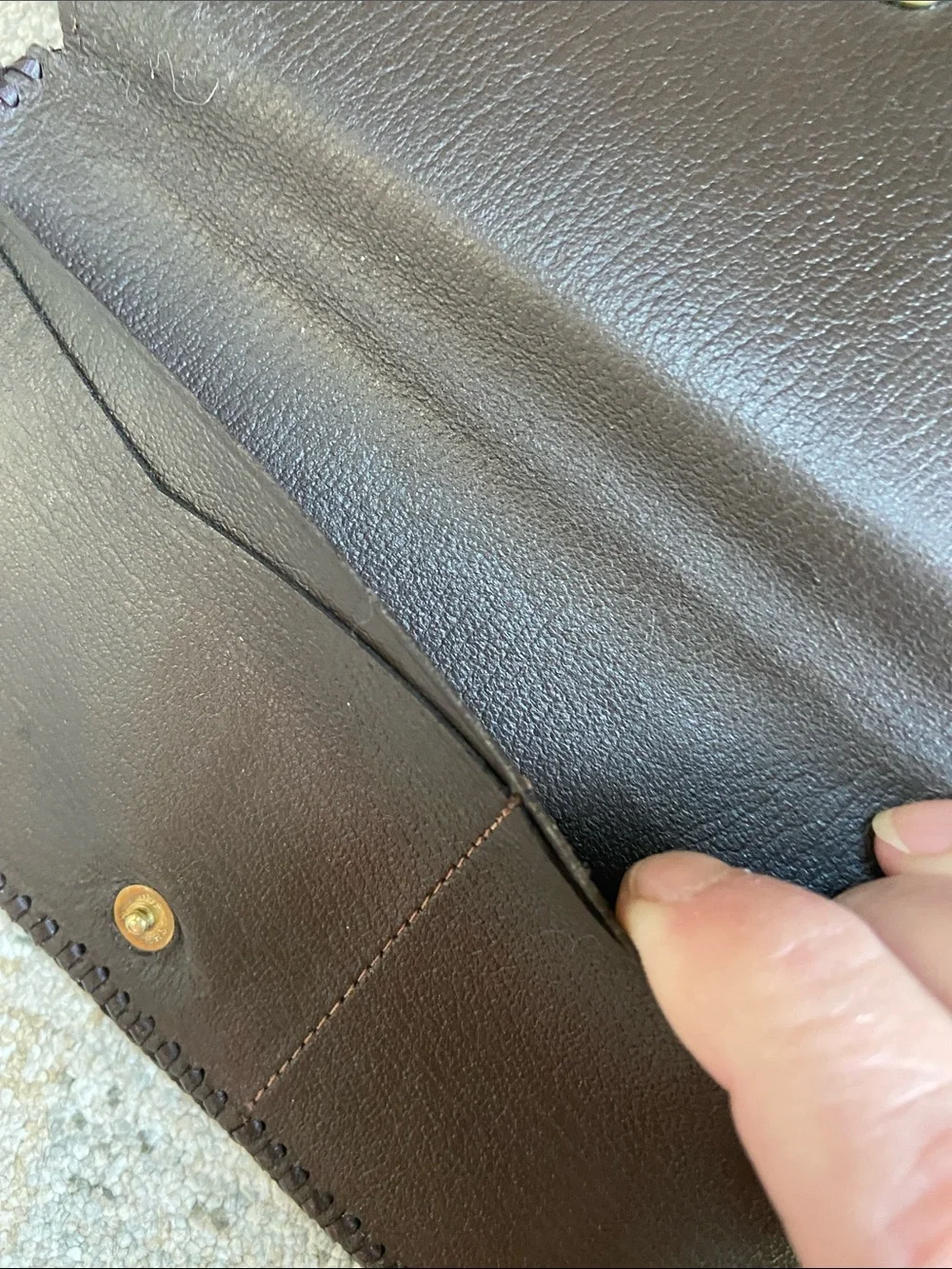 Vintage Hand-Tooled Floral Leather Clutch Wallet and Coin Pouch